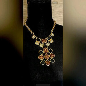 Gold Costume Necklace with faux gemstone